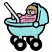 C1: Inside Wheels & Handle---White(Isacord 40 #1002)
C2: Carriage---Aqua(Isacord 40 #1204)
C3: Flesh---Twine(Isacord 40 #1017)
C4: Dress---Iced Pink(Isacord 40 #1064)
C5: Hair---Goldenrod(Isacord 40 #1137)
C6: