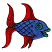 C1: Fins ---Poinsettia(Isacord 40 #1147)
C2: Fish---Blue Ribbon(Isacord 40 #1535)
C3: Eye & Lips---Green(Isacord 40 #1503)
C4: Eye---Blueberry(Isacord 40 #1235)
C5: Design Outlines---Black(Isacord 40 #1234)
