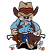 C1: Skin---Twine(Isacord 40 #1017)
C2: Jeans---Royal Blue(Isacord 40 #1535)
C3: Boots & Hat---Ivory(Isacord 40 #1149)
C4: Shirt---Celestial(Isacord 40 #1028)
C5: Chaps, Vest & Hat---Pecan(Isacord 40 #1128)
C6:
