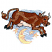 C1: Background---Cadet Blue(Isacord 40 #1226)
C2: Horns, Stomach, Eyes & Teeth---Muslin(Isacord 40 #1082)
C3: Moon, Stars & Cow---Daffodil(Isacord 40 #1135)
C4: Tongue, Stomach, Moon & Star Outline---Pink Clay(Isacord 40 #1019)&