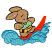 C1: Surfboard---Fox Fire(Isacord 40 #1184)
C2: Bunny---Sisal(Isacord 40 #1055)
C3: Shirt---Limedrop - neon(Isacord 40 #1510)
C4: Trunks---Canary(Isacord 40 #1124)
C5: Stripe---Pansy(Isacord 40 #1255)
C6: Outlin
