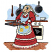 C1: Eyes, Apron & Wall---Oxford(Isacord 40 #1222)
C2: Spoon, Cookies & Floor---Nutmeg(Isacord 40 #1056)
C3: Pans---Leadville(Isacord 40 #1220)
C4: Apron Flowers---Canary(Isacord 40 #1124)
C5: Stove, Cup, Lace & Ear---Mu