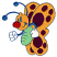 C1: Wings---Papaya(Isacord 40 #1024)&#13;&#10;C2: Wing Spots---Pansy(Isacord 40 #1255)&#13;&#10;C3: Gloves---White(Isacord 40 #1002)&#13;&#10;C4: Head---Papaya(Isacord 40 #1024)&#13;&#10;C5: Nose---Poinsettia(Isacord 40 #1147)&#13;&#10;C6: Body---Limedrop