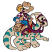 C1: Tongues---Mauve(Isacord 40 #1119)
C2: Shade---Old Gold(Isacord 40 #1055)
C3: Stripes---Dark Jade(Isacord 40 #1503)
C4: Skin---Oat(Isacord 40 #1127)
C5: Saddle & Boot---Toffee(Isacord 40 #1126)
C6: Blanket--