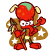 C1: Background---Ochre(Isacord 40 #1159)
C2: Shirt & Spear Shaft---Pumpkin(Isacord 40 #1168)
C3: Ears, Shorts & Feathers---Sun - neon(Isacord 40 #1187)
C4: Spear Tip, Legs & Body---Lima Bean(Isacord 40 #1177)
C5: Feathe
