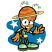 C1: Background---Tropical Blue(Isacord 40 #1534)&#13;&#10;C2: Ring, Buckle & Arms---Buttercup(Isacord 40 #1135)&#13;&#10;C3: Antennae, Shoes & Shirt---Lima Bean(Isacord 40 #1177)&#13;&#10;C4: Suit & Shoes---Limedrop - neon(Isacord 40 #1510)&#13;&#10;C5: S
