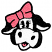 C1: Bow & Tongue---Chrysanthemum - neon(Isacord 40 #1256)&#13;&#10;C2: Cow---White(Isacord 40 #1002)&#13;&#10;C3: Cow, Outlines, Eyes, Nostrils, & Mouth Insides---Black(Isacord 40 #1234)