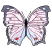 C1: Background---White(Isacord 40 #1002)&#13;&#10;C2: Wings---Winter Sky(Isacord 40 #1165)&#13;&#10;C3: Wings---Impatience(Isacord 40 #1111)&#13;&#10;C4: Wing Edging---Steel(Isacord 40 #1166)&#13;&#10;C5: Wing Veining---Pansy(Isacord 40 #1255)&#13;&#10;C6