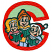 C1: Background---Bright Mint(Isacord 40 #1510)
C2: Border---Geranium(Isacord 40 #1039)
C3: Hair---Goldenrod(Isacord 40 #1137)
C4: Hat---Tangerine(Isacord 40 #1078)
C5: Shirt---Dusty Mauve(Isacord 40 #1119)
C6: