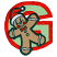 C1: Background, Face & Buttons---Bright Mint(Isacord 40 #1510)&#13;&#10;C2: Border---Geranium(Isacord 40 #1039)&#13;&#10;C3: Hat, Cheeks & Tie---Wildfire(Isacord 40 #1147)&#13;&#10;C4: Hat, Arms & Legs---White(Isacord 40 #1002)&#13;&#10;C5: Cookie---Fawn(