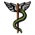 C1: Wings---Silver Metallic(Yenmet/ Isamet #7009)&#13;&#10;C2: Staff---Nutmeg(Isacord 40 #1056)&#13;&#10;C3: Snake---Lima Bean(Isacord 40 #1177)&#13;&#10;C4: Outlines---Black(Isacord 40 #1234)