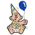 C1: Balloon & Diaper---White(Isacord 40 #1002)&#13;&#10;C2: Hat & Banner---Buttercup(Isacord 40 #1135)&#13;&#10;C3: Hat---Celestial(Isacord 40 #1028)&#13;&#10;C4: Skin---Twine(Isacord 40 #1017)&#13;&#10;C5: Nose---Dusty Mauve(Isacord 40 #1119)&#13;&#10;C6