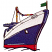 C1: Ship---Nordic Blue(Isacord 40 #1076)
C2: Ship Bottom & Flags---Poinsettia(Isacord 40 #1147)
C3: Water & Shade Ship---Light Midnight(Isacord 40 #1197)
C4: Pole---Toffee(Isacord 40 #1126)
C5: Flags---Papaya(Isacord 40