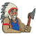C1: Tomahawk Blade---Leadville(Isacord 40 #1220)
C2: Tomahawk Handle---Rust(Isacord 40 #1058)
C3: Eyes & Teeth---White(Isacord 40 #1002)
C4: Shirt---Nordic Blue(Isacord 40 #1076)
C5: Shirt Trim---Tangerine(Isacord 40 #1