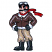 C1: Teeth, Eyes & Trim---White(Isacord 40 #1002)
C2: Gloves, Boots & Gear---Charcoal(Isacord 40 #1234)
C3: Shade---Smoke(Isacord 40 #1219)
C4: Skin---Shrimp Pink(Isacord 40 #1017)
C5: Shade---Clay(Isacord 40 #1021)
