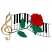 C1: Keys & Music Sign---Black(Isacord 40 #1234)&#13;&#10;C2: Treble Clef---Gold Metallic(Yenmet/ Isamet #7005)&#13;&#10;C3: Leaves---Green(Isacord 40 #1503)&#13;&#10;C4: Rose---Poinsettia(Isacord 40 #1147)&#13;&#10;C5: Outline---Wine(Isacord 40 #1035)
