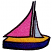 C1: Base---Nordic Blue(Isacord 40 #1076)&#13;&#10;C2: Deck---Pumpkin(Isacord 40 #1168)&#13;&#10;C3: Left Sail---Raspberry(Isacord 40 #1511)&#13;&#10;C4: Right Sail---Oxford(Isacord 40 #1222)&#13;&#10;C5: Border---Black(Isacord 40 #1234)