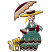 C1: Cat Hair & Hat---Citrus(Isacord 40 #1187)&#13;&#10;C2: Flesh---Twine(Isacord 40 #1017)&#13;&#10;C3: Parasol, Cat Belly & Dress---Muslin(Isacord 40 #1082)&#13;&#10;C4: Hat Band, Parasol & Dress---Wine(Isacord 40 #1035)&#13;&#10;C5: Dress---Silver Sage(