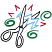 C1: Scissors---Black(Isacord 40 #1234)&#13;&#10;C2: Ribbon---Celestial(Isacord 40 #1028)&#13;&#10;C3: Highlights---Poinsettia(Isacord 40 #1147)&#13;&#10;C4: Swirls---Swiss Ivy(Isacord 40 #1079)