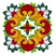 C1: Central Square---Papaya(Isacord 40 #1024)
C2: Central Leaves---Bright Green(Isacord 40 #1232)
C3: Central Circle---Poinsettia(Isacord 40 #1147)
C4: Light Leaves---Erin Green(Isacord 40 #1510)
C5: Dark Leaves---Brigh