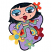 C1: Eyes---White(Isacord 40 #1002)
C2: Eye Shadow---Jade(Isacord 40 #1046)
C3: Background---Wild Iris(Isacord 40 #1032)
C4: Face, Feet & Hands---Shrimp(Isacord 40 #1258)
C5: Lips & Flowers---Foliage Rose(Isacord 40 #116