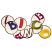 C1: Balls---White(Isacord 40 #1002)
C2: "B"---Nordic Blue(Isacord 40 #1076)
C3: "I"---Poppy(Isacord 40 #1037)
C4: "G"---Lima Bean(Isacord 40 #1177)
C5: "O"---Canary(Isacord 40 #1124)
C6: Outlines---Black(Isacor