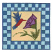 C1: Background---Parchment(Isacord 40 #1066)
C2: Light Checks---River Mist(Isacord 40 #1248)
C3: Dark Checks---Laguna(Isacord 40 #1143)
C4: Bird---Terra Cotta(Isacord 40 #1081)
C5: Flowers---Wild Iris(Isacord 40 #1032)&