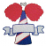 C1: Megaphone Handles---White(Isacord 40 #1002)&#13;&#10;C2: Pom Poms---Poppy(Isacord 40 #1037)&#13;&#10;C3: Banner & Shading---Ice Cap(Isacord 40 #1074)&#13;&#10;C4: Megaphone---Nordic Blue(Isacord 40 #1076)&#13;&#10;C5: Megaphone Outline---Black(Isacord