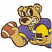 C1: Teeth---White(Isacord 40 #1002)&#13;&#10;C2: Football---Rust(Isacord 40 #1058)&#13;&#10;C3: Inner---Old Gold(Isacord 40 #1055)&#13;&#10;C4: Helmet---Citrus(Isacord 40 #1187)&#13;&#10;C5: Fur---Toffee(Isacord 40 #1126)&#13;&#10;C6: Jersey---Nordic Blue