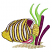 C1: Sand---Oat(Isacord 40 #1127)
C2: Kelp---Jalapeno(Isacord 40 #1104)
C3: Kelp---Cerise(Isacord 40 #1192)
C4: Fish---Citrus(Isacord 40 #1187)
C5: Stripes---White(Isacord 40 #1002)
C6: Eye---Candlelight(Isacord