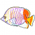 C1: Fish---White(Isacord 40 #1002)
C2: Sides---Parchment(Isacord 40 #1066)
C3: Head---Shrimp(Isacord 40 #1258)
C4: Fins---Silver Sage(Isacord 40 #1045)
C5: Belly---River Mist(Isacord 40 #1248)
C6: Face---Cadet