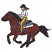 C1: Horse---Fox(Isacord 40 #1186)
C2: Shade---Cinnamon(Isacord 40 #1247)
C3: Skin---Twine(Isacord 40 #1017)
C4: Shirt & Blanket---White(Isacord 40 #1002)
C5: Blanket Accent---Aqua(Isacord 40 #1204)
C6: Pants---