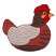 C1: Head---Poinsettia(Isacord 40 #1147)
C2: Face---Goldenrod(Isacord 40 #1137)
C3: Tail & Belly---Nutmeg(Isacord 40 #1056)
C4: Wing---Ivory(Isacord 40 #1149)
C5: Head, Bottom & Outlines---Bark(Isacord 40 #1186)
