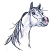 C1: Horse---White(Isacord 40 #1002)&#13;&#10;C2: Muzzle---Pink Clay(Isacord 40 #1019)&#13;&#10;C3: Eyes, Mane, Ears, & Nostrils---Dolphin(Isacord 40 #1219)&#13;&#10;C4: Horse Shading---Sterling(Isacord 40 #1011)&#13;&#10;C5: Horse Shading---Pearl(Isacord