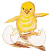 C1: Inside of Egg---Muslin(Isacord 40 #1082)&#13;&#10;C2: Egg Shell---White(Isacord 40 #1002)&#13;&#10;C3: Feet & Beak---Candlelight(Isacord 40 #1137)&#13;&#10;C4: Feathers Main Color---Canary(Isacord 40 #1124)&#13;&#10;C5: Medium---Meringue(Isacord 40 #1