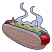 C1: Steam---Skylight(Isacord 40 #1011)&#13;&#10;C2: Hot Dog---Wildfire(Isacord 40 #1147)&#13;&#10;C3: Hot Dog Shading---Bordeaux(Isacord 40 #1035)&#13;&#10;C4: Hot Dog Highlights---Heather Pink(Isacord 40 #1117)&#13;&#10;C5: Bun---Taupe(Isacord 40 #1179)&