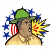 C1: Stars---Royal Blue(Isacord 40 #1535)
C2: Flares ---Citrus(Isacord 40 #1187)
C3: Bullseye---Poinsettia(Isacord 40 #1147)
C4: Hat---Moss Green(Isacord 40 #1176)
C5: Hat Edge---Spring Frost(Isacord 40 #1047)
C