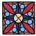 C1: Background---Celestial(Isacord 40 #1028)&#13;&#10;C2: Middle of Star---Buttercup(Isacord 40 #1135)&#13;&#10;C3: Star Angled Rays---Light Midnight(Isacord 40 #1197)&#13;&#10;C4: Star Curved Rays---Poinsettia(Isacord 40 #1147)&#13;&#10;C5: Frame---Pumpk
