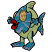 C1: Fish Suit---Kiwi(Isacord 40 #1104)&#13;&#10;C2: Suit Highlights & Eyes---Light Brass(Isacord 40 #1067)&#13;&#10;C3: Head, Tail, Feet, & Hands---Light Mallard(Isacord 40 #1090)&#13;&#10;C4: Head, Tail, Feet, & Hands Highlights---Frosted Plum(Isacord 40