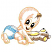 C1: Skin---Starfish(Isacord 40 #1019)
C2: Diaper---Turquoise(Isacord 40 #1095)
C3: Bear Paws, Snout & Belly---Citrus(Isacord 40 #1187)
C4: Bear---Pecan(Isacord 40 #1128)
C5: Eyes---Black(Isacord 40 #1234)
C6: T