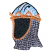 C1: Inside Helmet---Charcoal(Isacord 40 #1234)&#13;&#10;C2: Helmet---Ice Cap(Isacord 40 #1074)&#13;&#10;C3: Helmet Shading---Crystal Blue(Isacord 40 #1249)&#13;&#10;C4: Mail---Sterling(Isacord 40 #1011)&#13;&#10;C5: Mail Details---Whale(Isacord 40 #1041)&