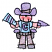 C1: Shirt & Megaphone---Aqua(Isacord 40 #1204)
C2: Pennant, C, Stripes on Megaphone, Hat, & Gun Handles---Grape(Isacord 40 #1032)
C3: Pants & Hat Band---Pecan(Isacord 40 #1128)
C4: Belt, Holsters, & Boots---Espresso(Isacord 40 #