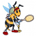 C1: Eyes, Hands & Ankles---Silky White(Isacord 40 #1001)
C2: Hands & Ankles Shading & Wings---Crystal Blue(Isacord 40 #1249)
C3: Racquets---Ivory(Isacord 40 #1149)
C4: Racquets Handles---Pecan(Isacord 40 #1128)
C5: Horn