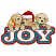 C1: "Joy" Background---Dark Jade(Isacord 40 #1503)&#13;&#10;C2: "Joy" Lettering---White(Isacord 40 #1002)&#13;&#10;C3: "Joy" Outlines---Poinsettia(Isacord 40 #1147)&#13;&#10;C4: Puppies---Oat(Isacord 40 #1127)&#13;&#10;C5: Puppy Shading---Sisal(Isacord 40