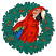 C1: Macaw---Red Berry(Isacord 40 #1246)&#13;&#10;C2: Wings---Tropical Blue(Isacord 40 #1534)&#13;&#10;C3: Upper Wing Feathers---Bright Mint(Isacord 40 #1510)&#13;&#10;C4: Wreath---Evergreen(Isacord 40 #1208)&#13;&#10;C5: Wreath Highlights---Shamrock(Isaco
