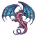 C1: Inside Wings---Island Waters(Isacord 40 #1045)&#13;&#10;C2: Belly---Corsage(Isacord 40 #1016)&#13;&#10;C3: Belly Shading---Mauve(Isacord 40 #1119)&#13;&#10;C4: Eye---Poinsettia(Isacord 40 #1147)&#13;&#10;C5: Dragon---Wild Iris(Isacord 40 #1032)&#13;&#