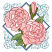 C1: Outer Border & Corner---Dark Jade(Isacord 40 #1503)&#13;&#10;C2: Inner Border---Cachet(Isacord 40 #1080)&#13;&#10;C3: Leaves---Kiwi(Isacord 40 #1104)&#13;&#10;C4: Leaf Shading & Stems---Lima Bean(Isacord 40 #1177)&#13;&#10;C5: Roses---Pink Tulip(Isaco