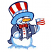 C1: Snowman, Vest, Coat Facings, Stars, & Stripes---White(Isacord 40 #1002)
C2: Snow Shading & Hat Brim---Crystal Blue(Isacord 40 #1249)
C3: Nose---Goldenrod(Isacord 40 #1137)
C4: Bow Tie & Buttons---Blossom(Isacord 40 #1257)