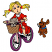 C1: Eyes, Collar, Shoe & Rims---White(Isacord 40 #1002)
C2: Bicycle Frame---Pink Tulip(Isacord 40 #1115)
C3: Handle Grips, Tires, & Rim of Basket---Grape(Isacord 40 #1032)
C4: Basket---Pecan(Isacord 40 #1128)
C5: Skin--