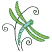 C1: Vine---Backyard Green(Isacord 40 #1175)
C2: Wings---Erin Green(Isacord 40 #1510)
C3: Dragonfly Body---Bottle Green(Isacord 40 #1045)
C4: Shimmers---Pearl / Iridescent(Yenmet/ Isamet #7021)
C5: Outlines---Emerald(Isa